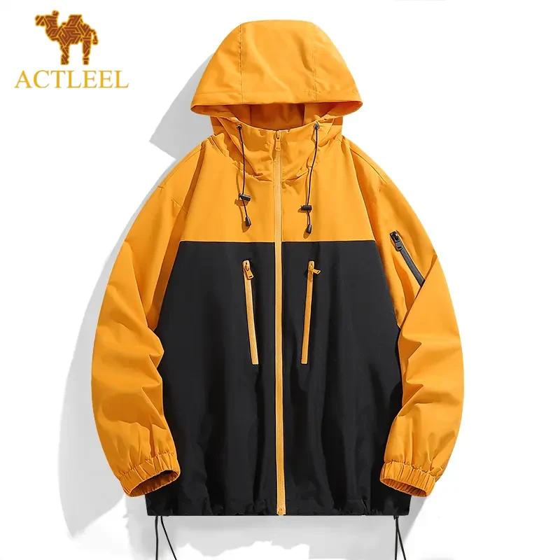 登山服春秋款外套男女户外防风连帽双拼色情侣款防水青年休闲外套