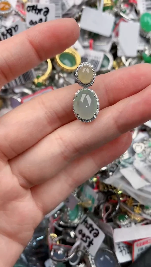 银S925镶嵌戒指翡翠222        1