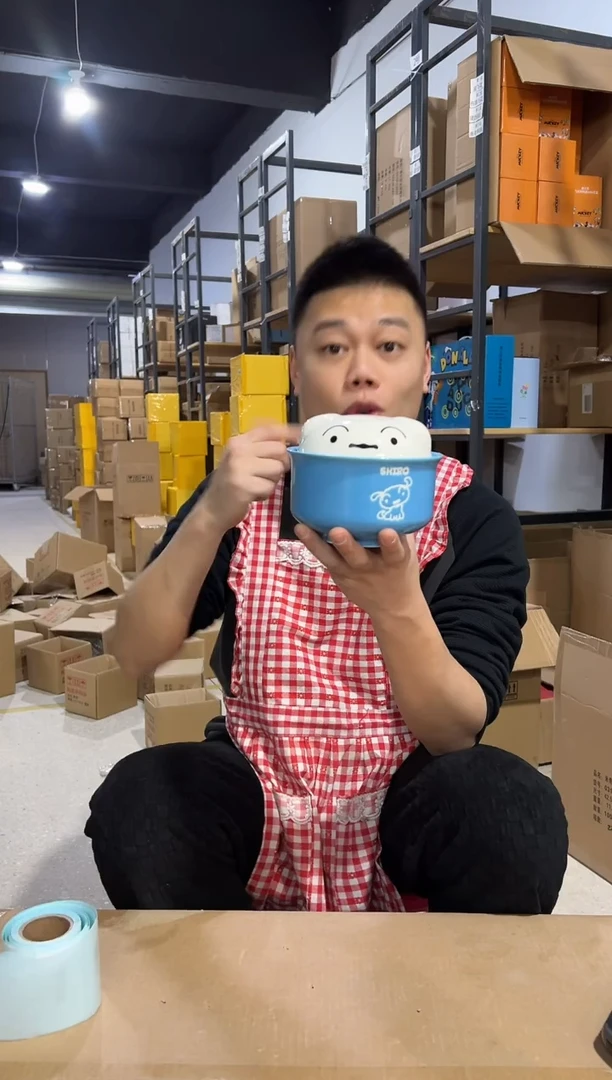 【闪购商品】杯蓝色小白带盖碗