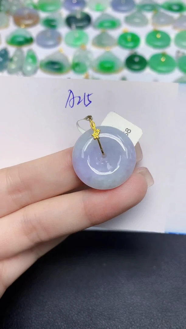 颈饰18K金镶嵌翡翠天然缅甸翡翠A货翡翠百元以上9元证书费自理