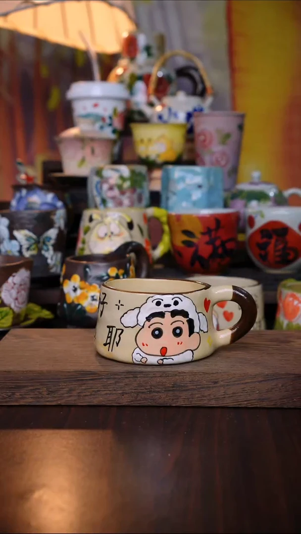 杯子陶泥垚手作 景德镇手工手绘陶瓷器物