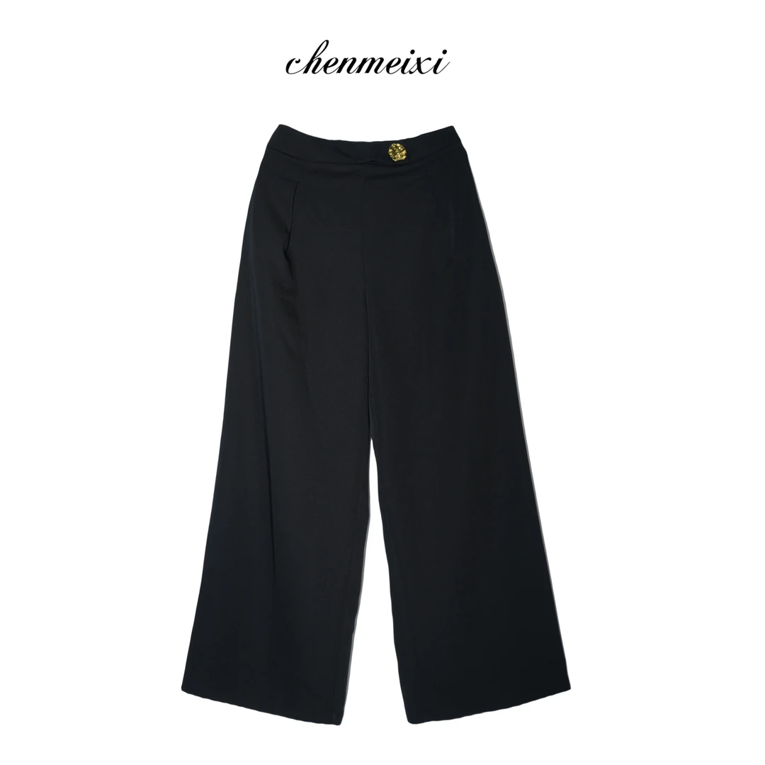 华裔陈总【极简】金扣高腰阔腿裤GT-KZ-6118