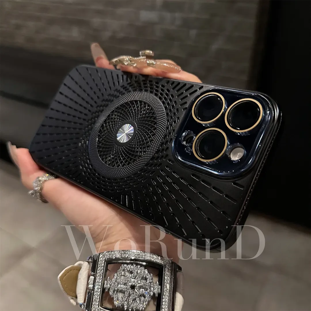 透气散热适用苹果15promax手机壳磁吸iPhone16简约14/13高级感12