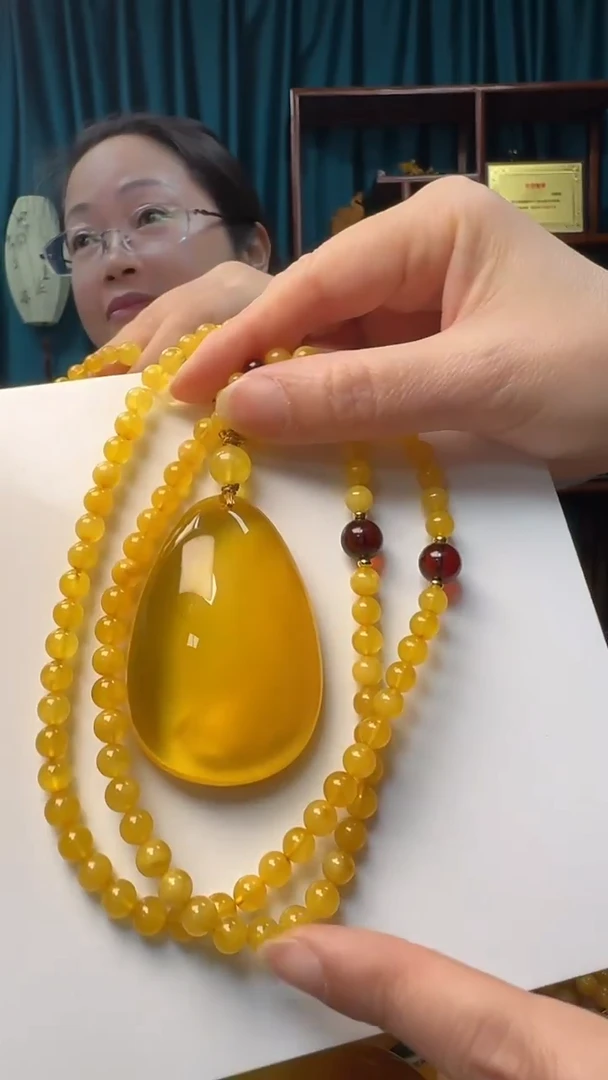 未镶嵌吊坠(赠链)琥珀蜜蜡水滴套装