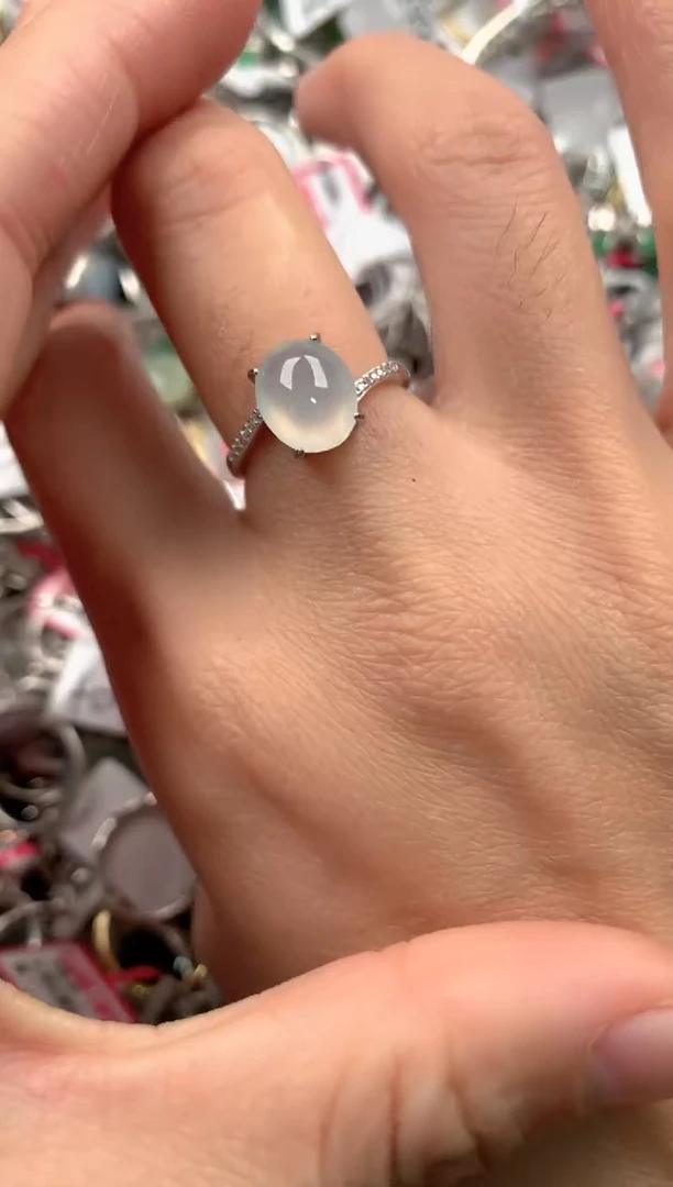 银S925镶嵌戒指翡翠444   3