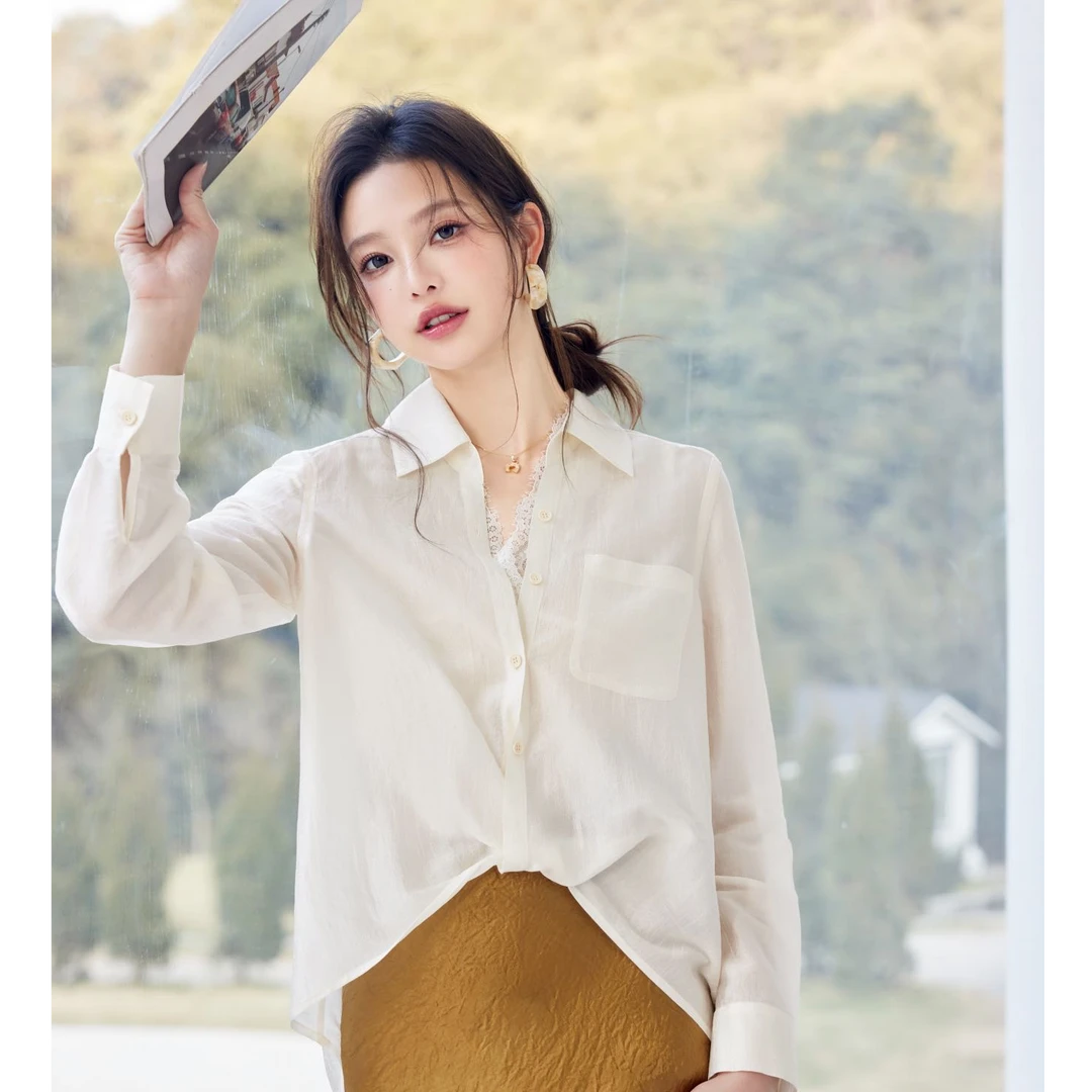 轻熟风法式宽松型春季蕾丝衬衫宽松设计感衬衣夏季韩版Q2555