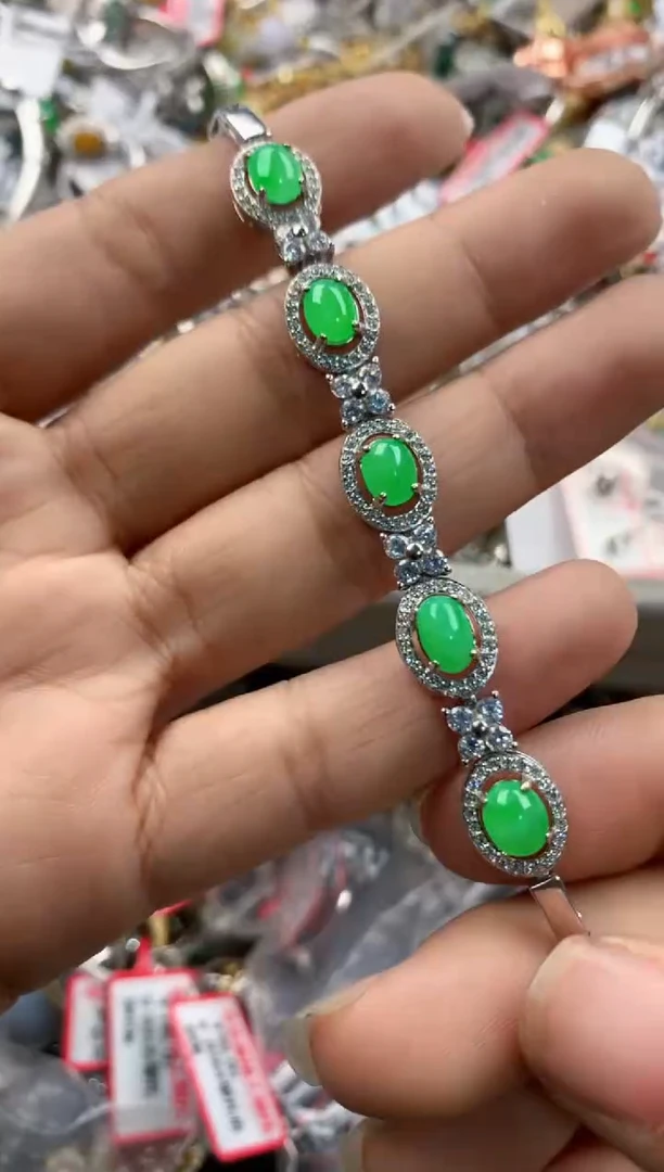 银S925镶嵌戒指翡翠666                  1