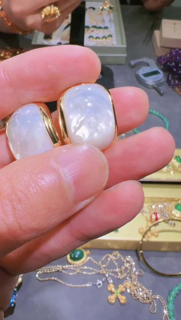 【闪购商品】贝壳（贝母）耳饰银S925镶嵌0206s04多样性发一