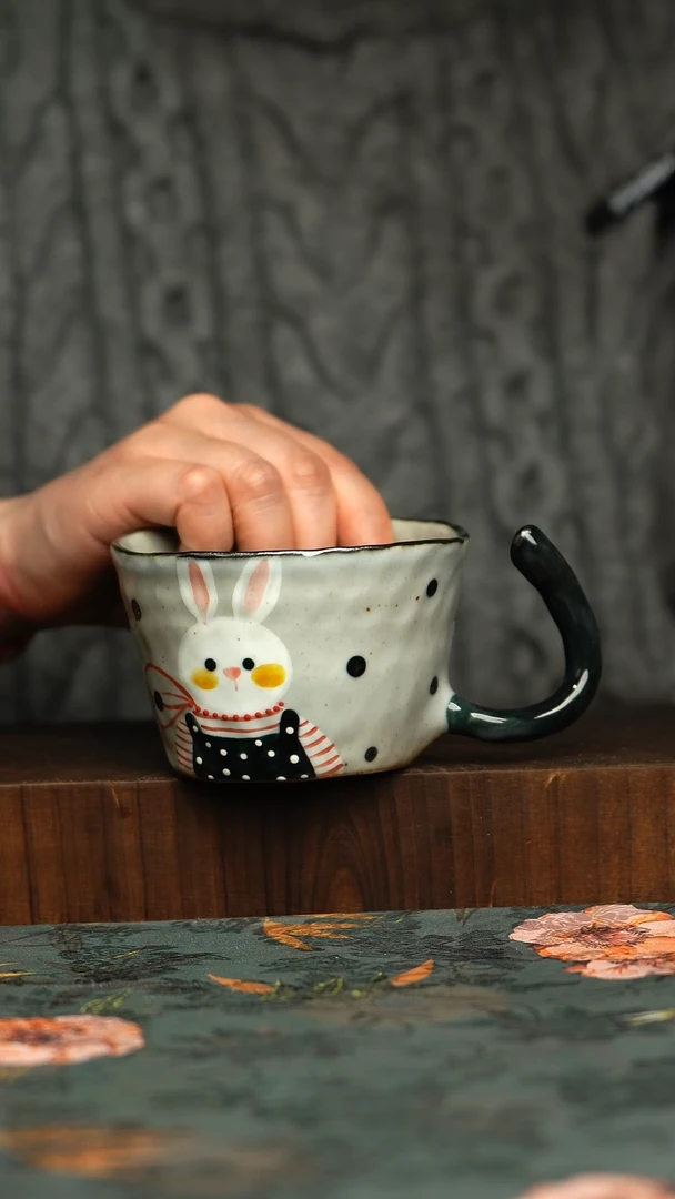 杯釉下彩手工手绘同款陶器