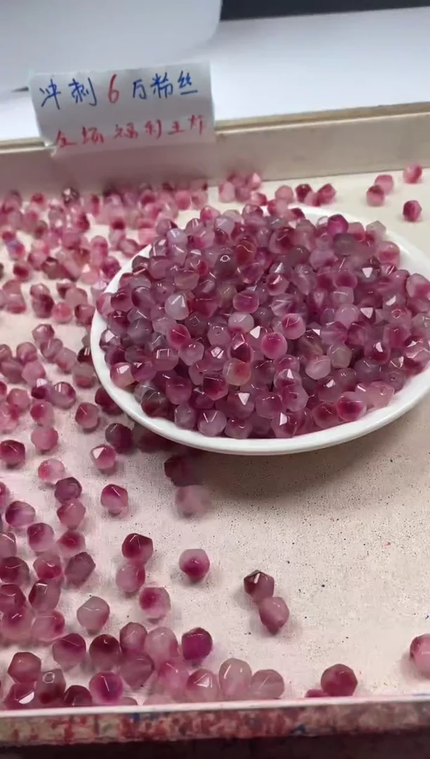 【闪购商品】玛瑙/玉髓颈饰未镶嵌w2289桃花玉棱珠8mm*30颗