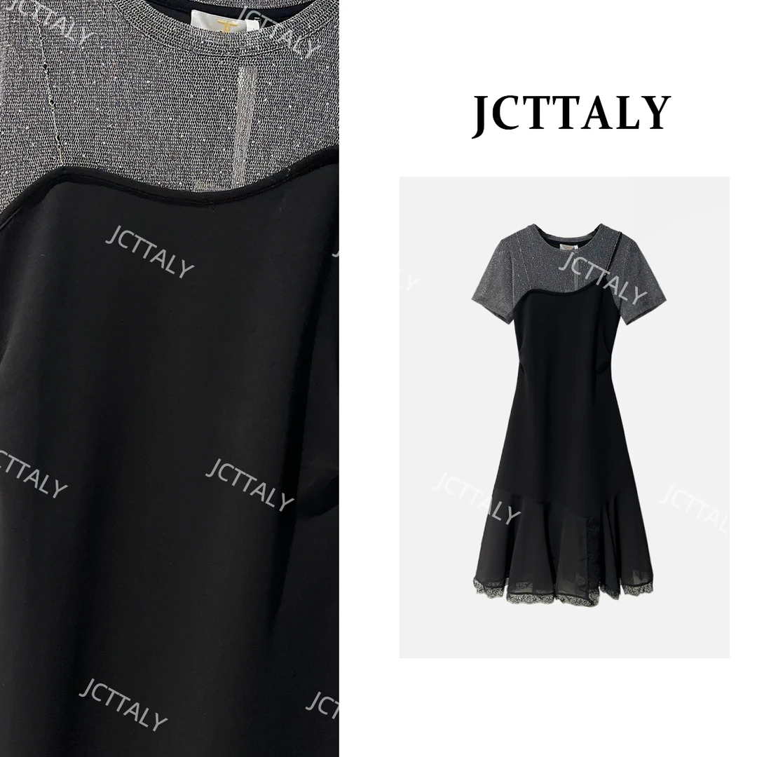 【宠粉价】设计感蕾丝连衣裙圆领中长裙蝴蝶夏季JC-A4086