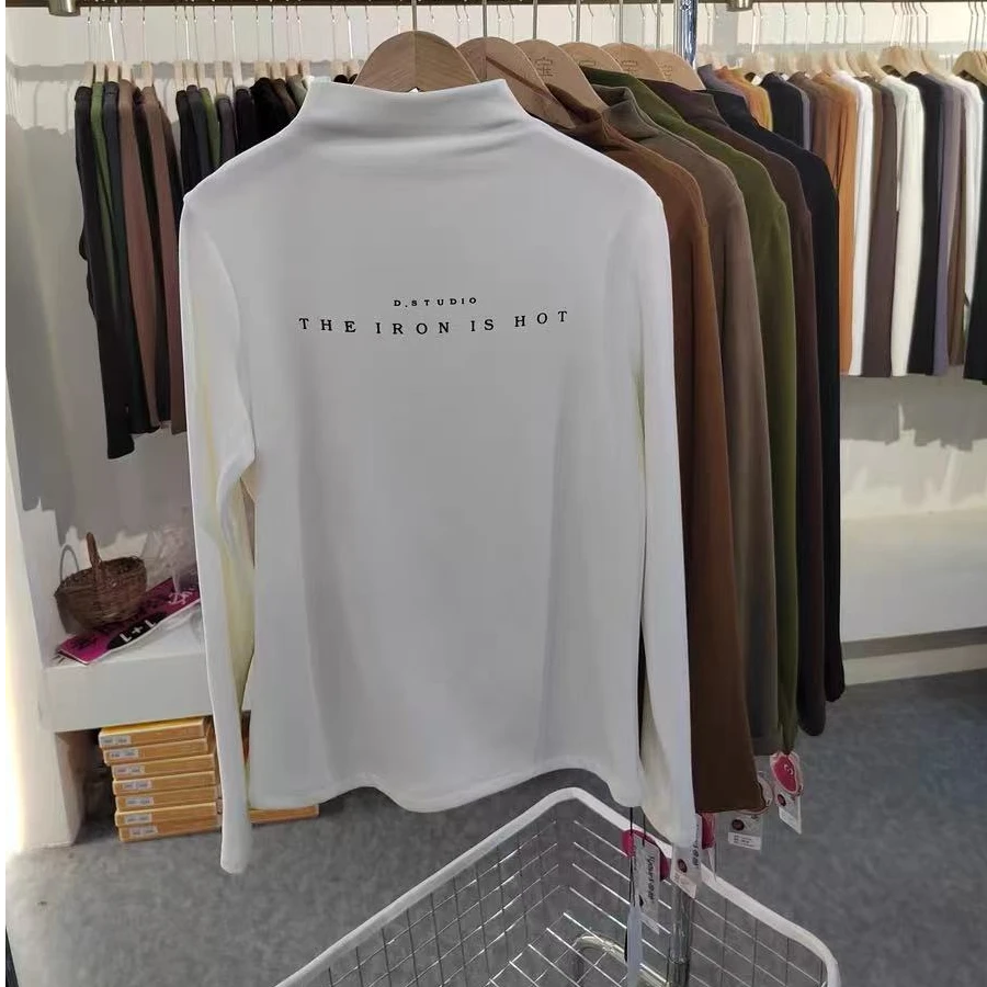 衣源2S385#女士秋冬新款半高领打底衫休闲长袖T许（衣长52左右）