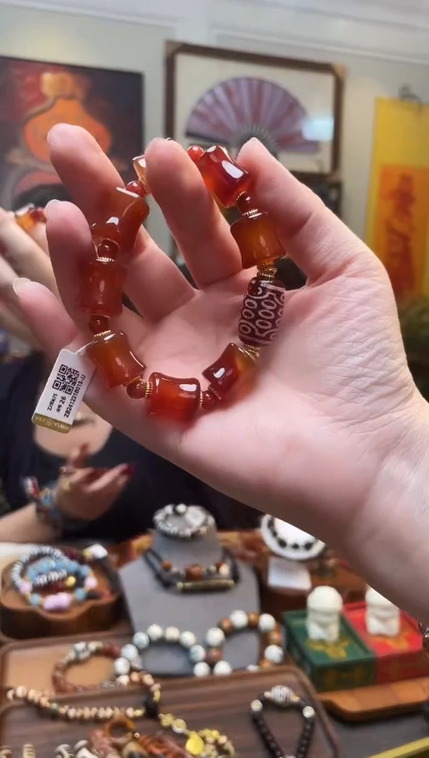 【闪购商品】玛瑙/玉髓手串合金0126-9红肉21眼手串