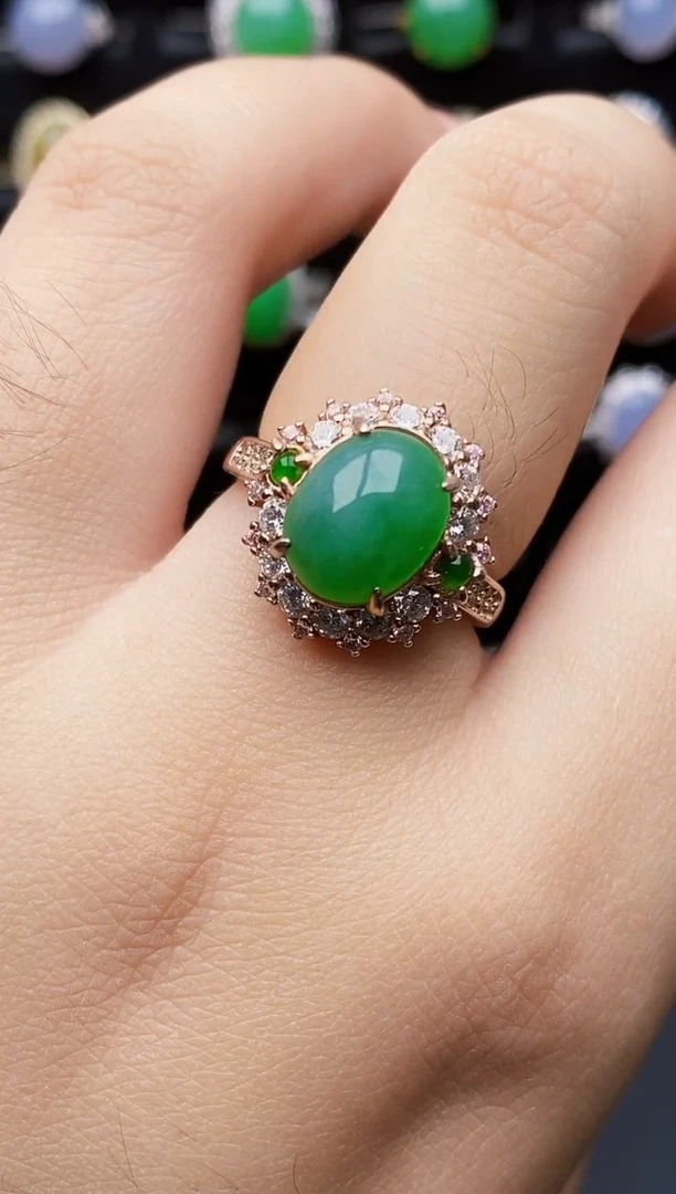 银S925镶嵌戒指翡翠1050