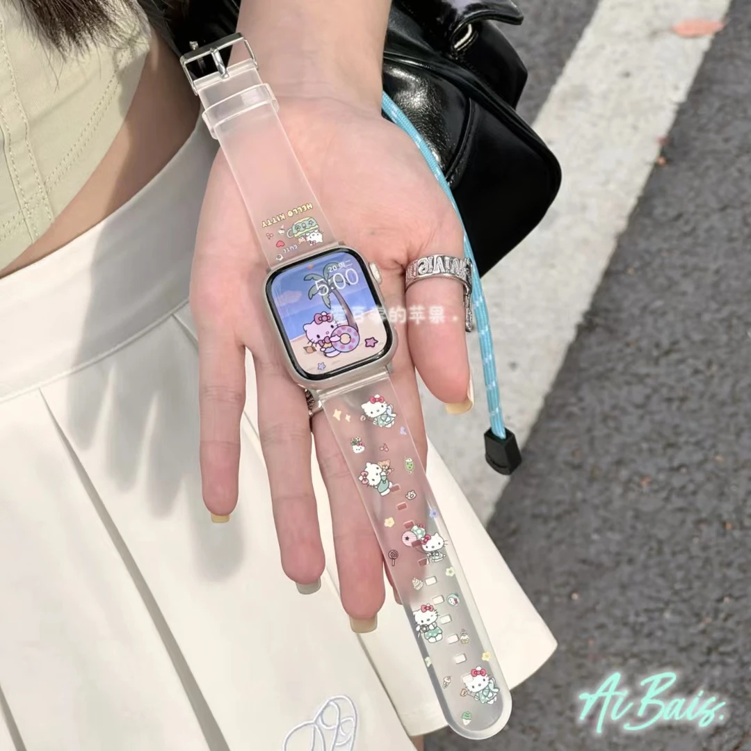 《薄荷曼波kt》适用苹果手表iwatchs11表带applewatch9女款8透明10
