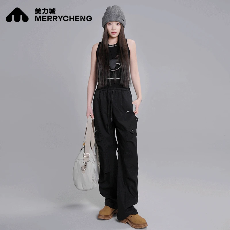 美力城加厚工装裤女款2025新款春秋宽松直筒裤情侣休闲长裤2510