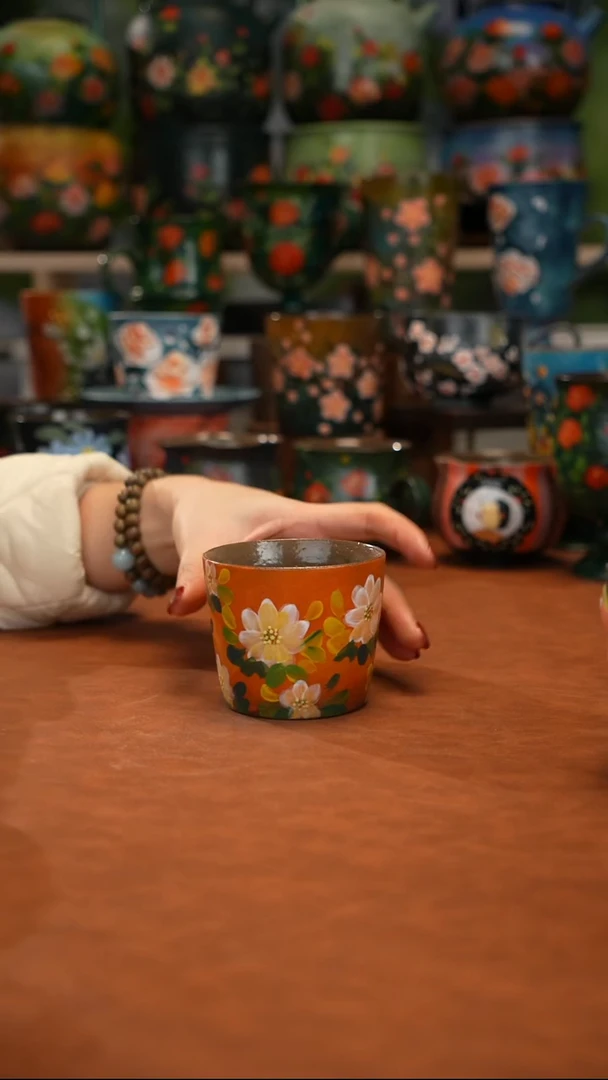 紫砂油画釉下彩手绘