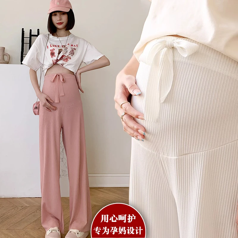 孕妇裤春夏季薄款外穿阔腿裤宽松大码孕期托腹裤洋气时髦休闲裤子