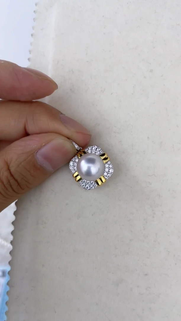 海水珍珠银S925镶嵌颈饰吊坠10-11