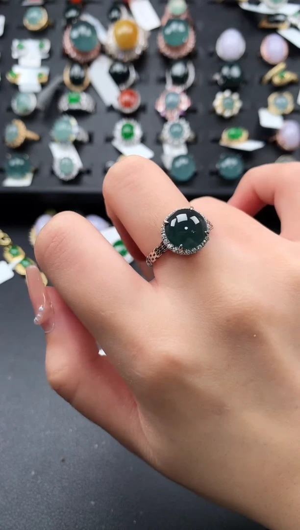 【闪购商品】翡翠戒指银S925镶嵌52141214