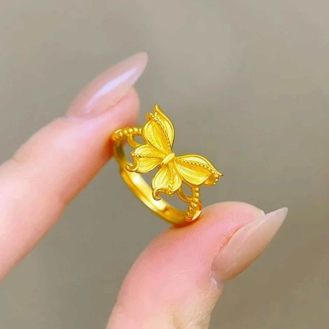 花丝缤纷蝴蝶戒指烟雨梦蝶小福蝶指环开口戒ZD0535