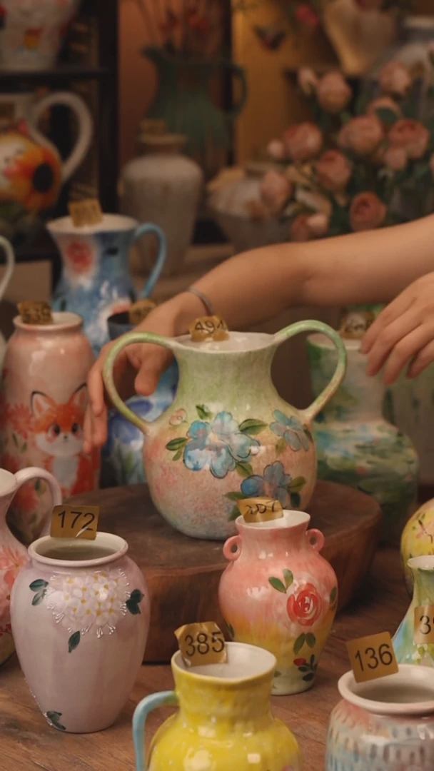 陶瓷494景德镇设计师手作花器摆件侘寂风