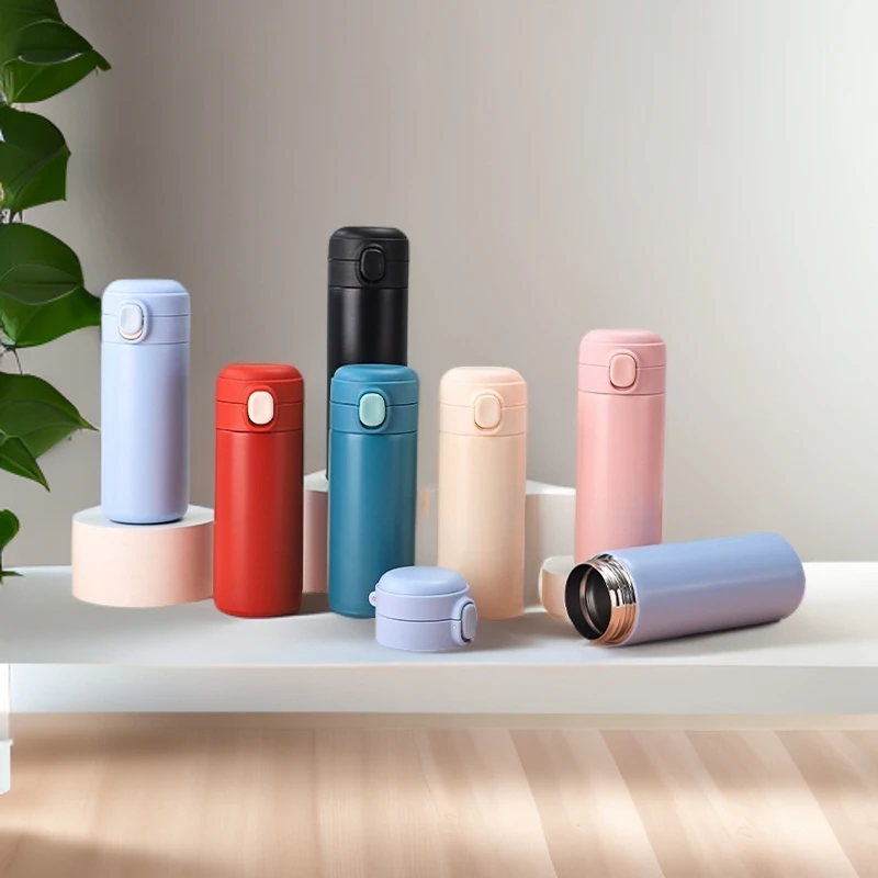 简约直饮便携迷你豌豆杯304不锈钢保温杯男女学生弹跳杯礼品杯