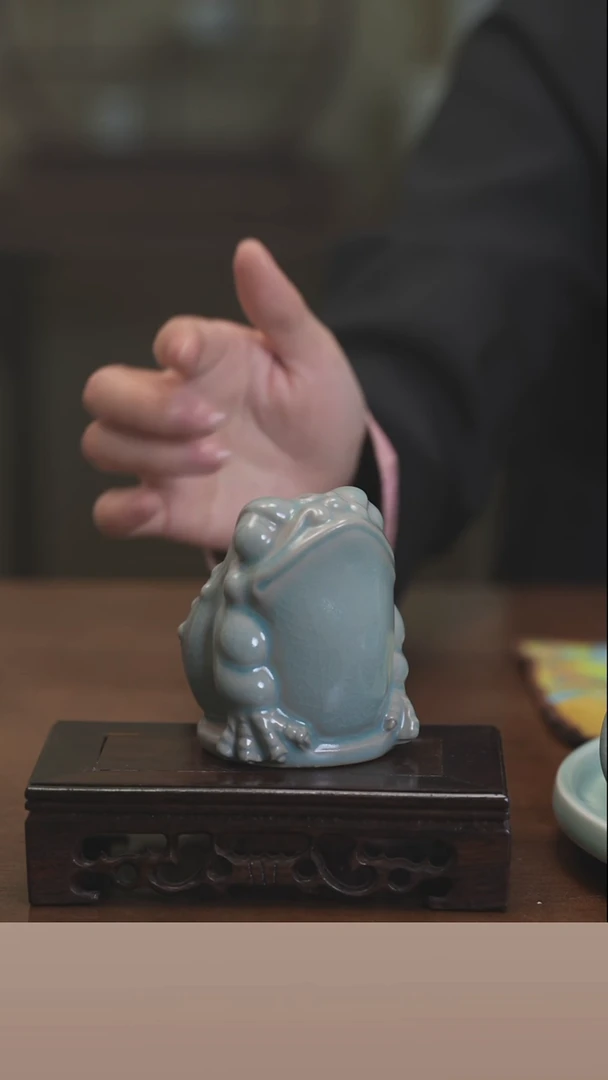 【闪购商品】清凉寺原产地仿古釉手工汝瓷三足蟾蜍