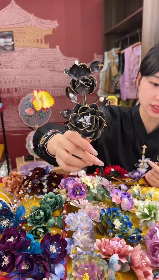 【闪购商品】刺绣非遗绒花（发饰）