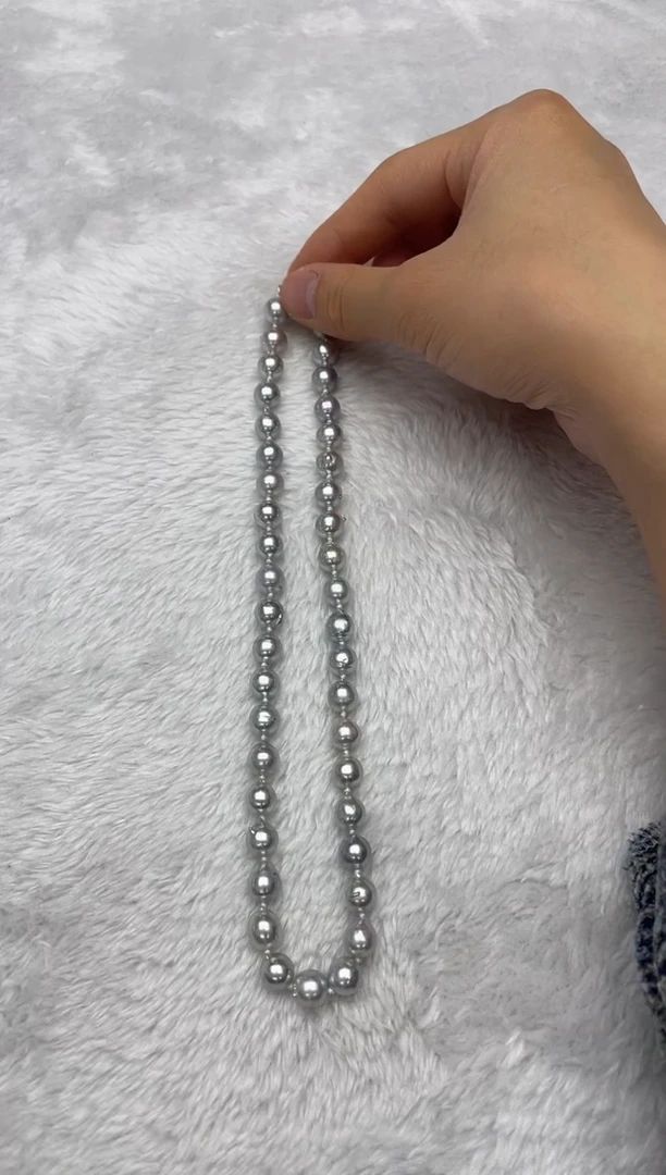 项链银S925镶嵌海水珍珠AK真多麻8.5-9mm