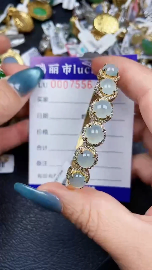 颈饰银S925镶嵌翡翠7556