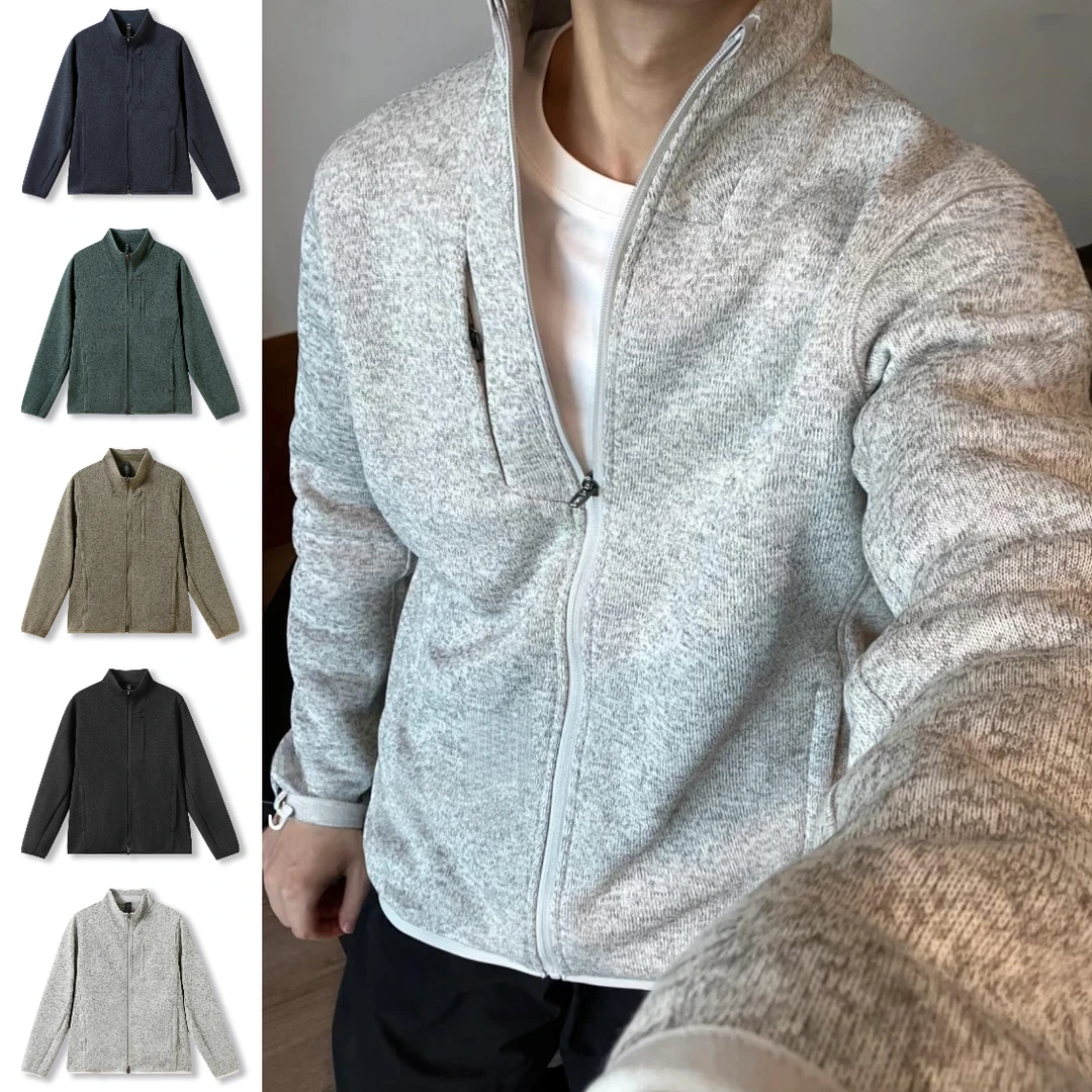 暖而不闷！3D立体裁剪！380G重磅秋冬加绒防风保暖针织夹克男外套