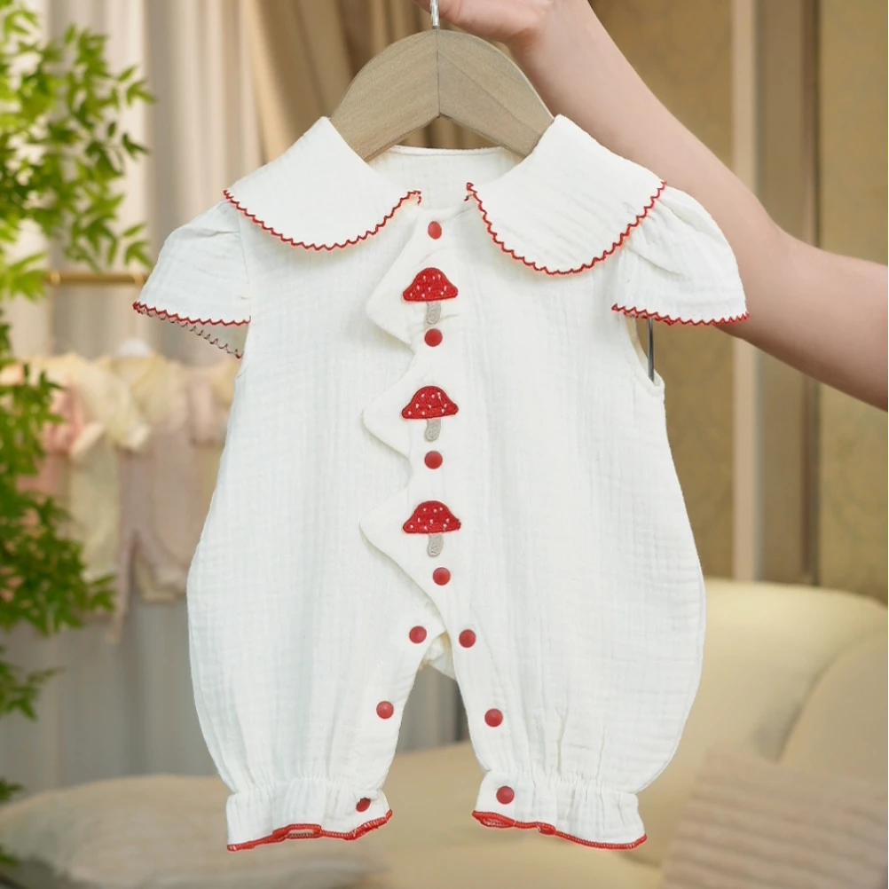 婴儿衣服夏季可爱女宝宝甜美公主哈衣新生儿满月百天外出爬服