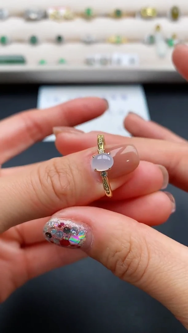 银S925镶嵌戒指翡翠缅甸天然A货翡翠111  6-1