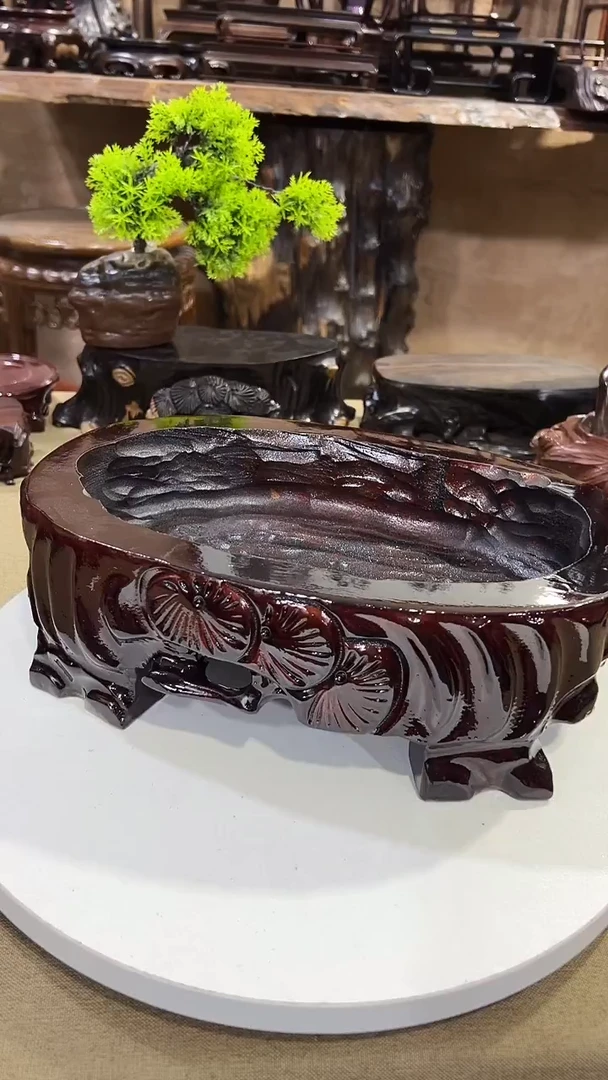 木挖槽石头底座槽口尺寸25*14*4