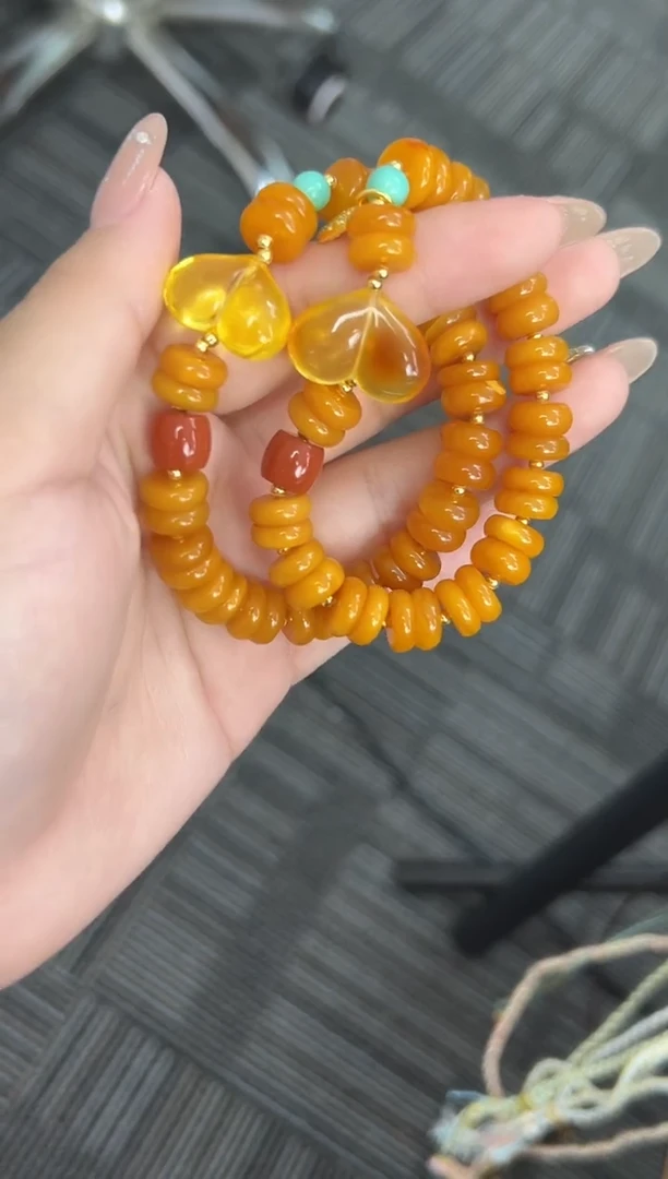 裸石琥珀未镶嵌天然琥珀蜜蜡爱心手串多样性发一条