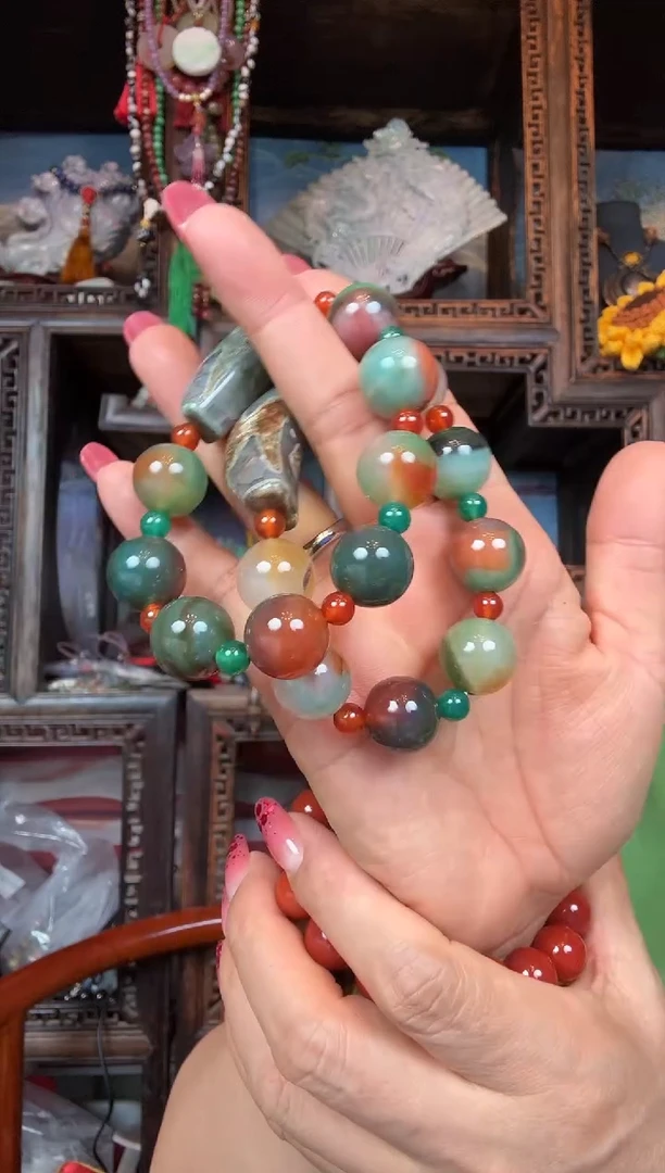 【闪购商品】玛瑙/玉髓手串未镶嵌孔雀玛瑙手串