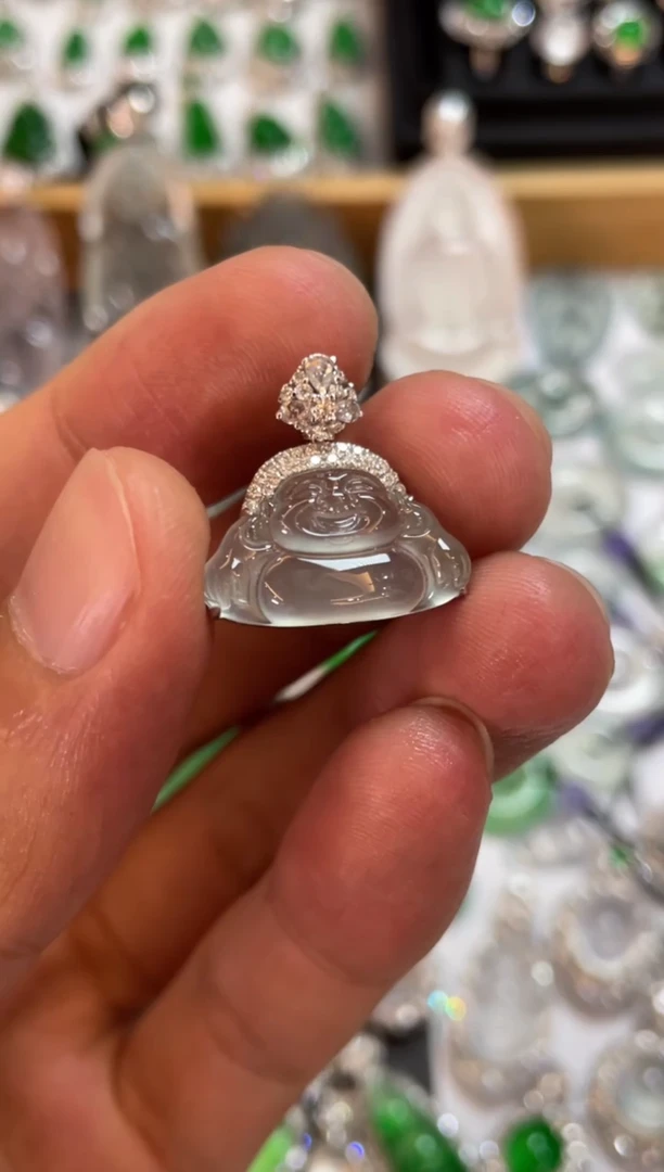 翡翠18K金镶嵌吊坠(不含链)佛公