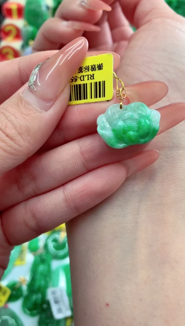 翡翠18K金镶嵌吊坠(不含链)挂件