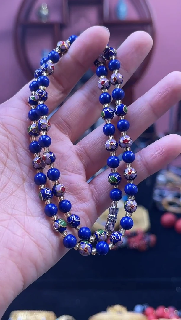 非遗 景泰蓝 项链 0.6 宝蓝