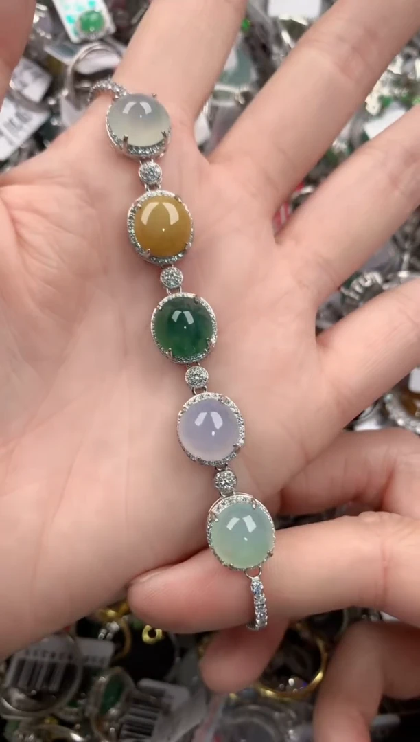 银S925镶嵌戒指翡翠6666----9