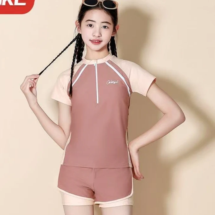 YK 2025夏季新款女童分体泳衣套装 YY2371