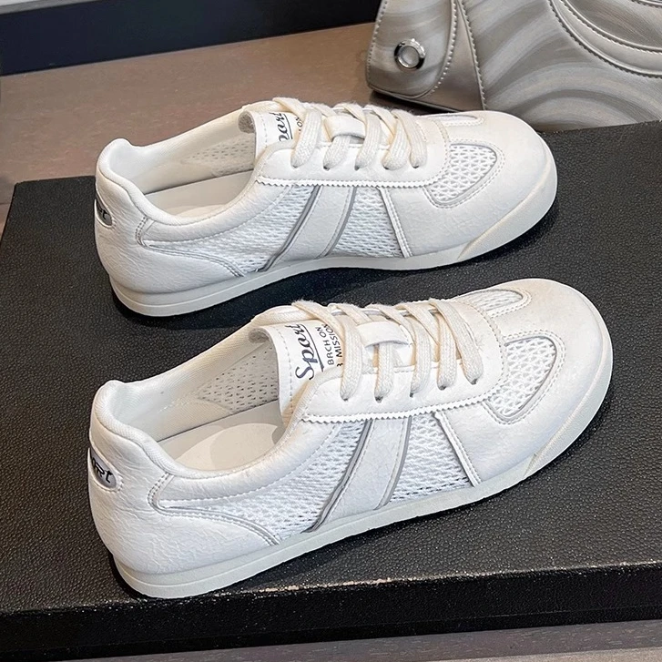 网面透气阿甘女夏季新款复古平底德训百搭运动明星同款百搭鞋子白