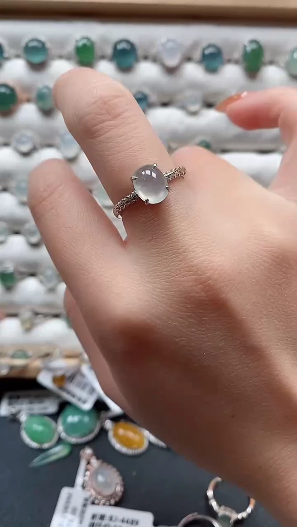 【闪购商品】翡翠戒指银S925镶嵌一物一证一礼盒