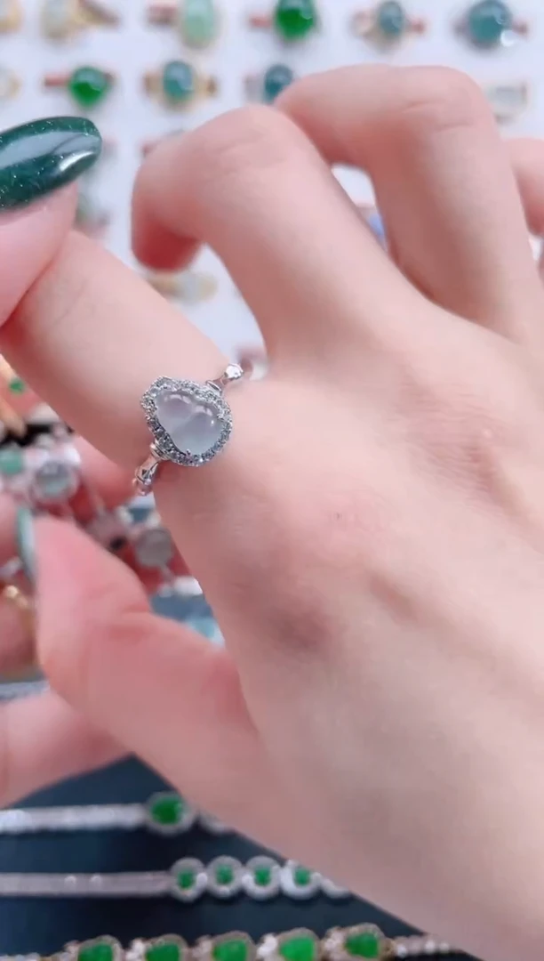 银S925镶嵌戒指翡翠天然翡翠