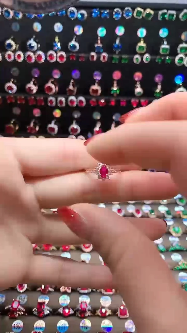 【闪购商品】红宝石戒指银S925镶嵌玫瑰金46