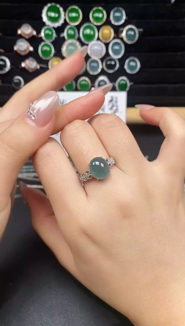 银S925镶嵌戒指翡翠28538