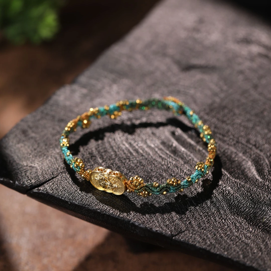 【嘉一昭愿】绿度母硕果累累K金原创手牌非遗编绳手绳