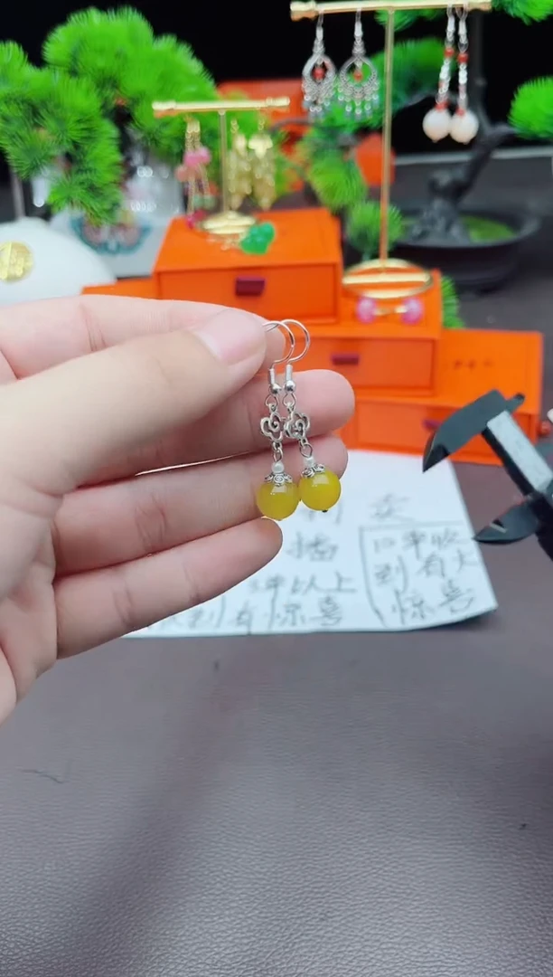 【闪购商品】玛瑙/玉髓耳钉银S925镶嵌702000