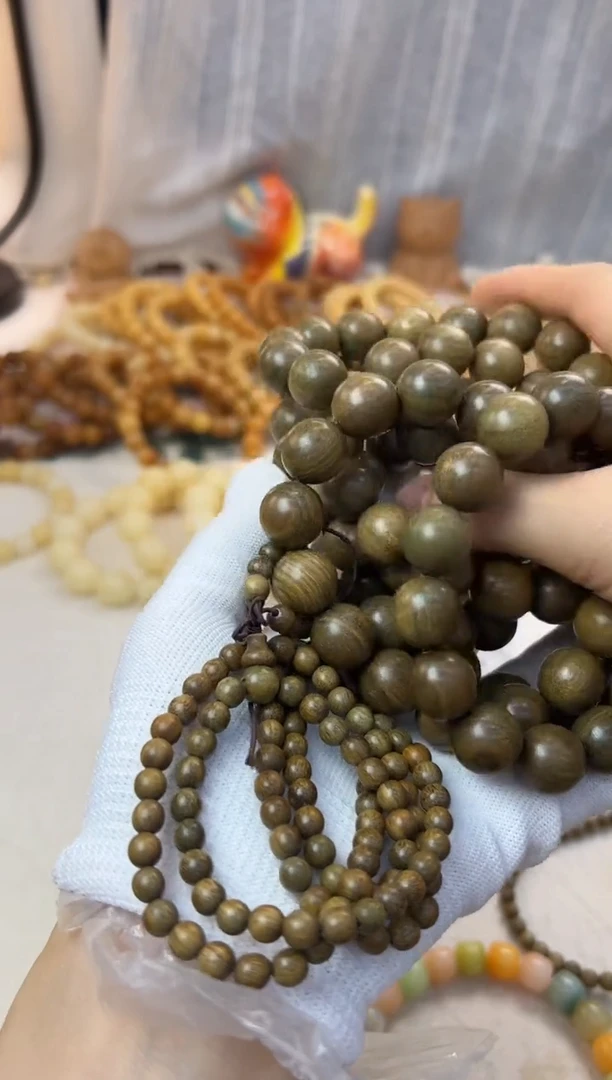 菩提根/象牙果手串绿绿单圈圆珠一条
